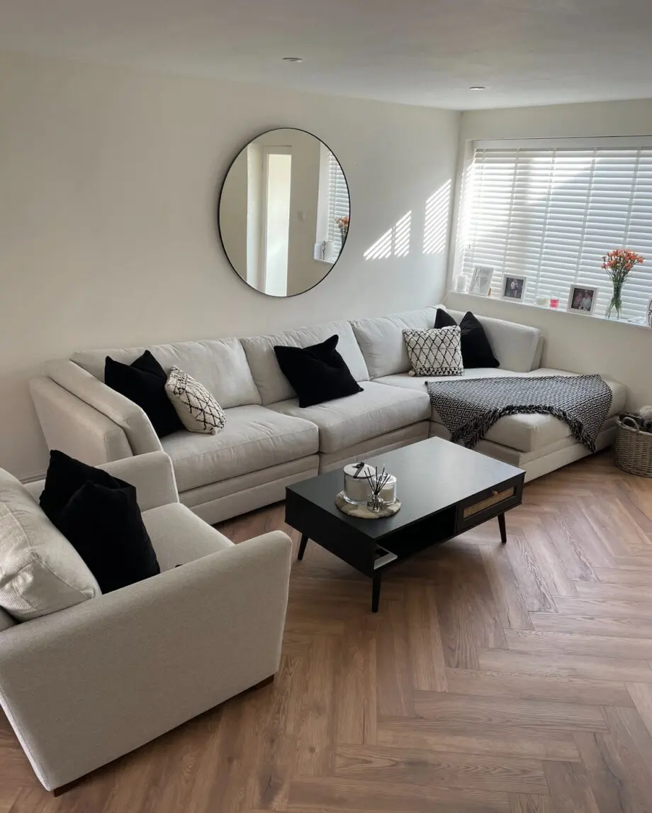 DFS Ivory Corner Sofa & Armchair