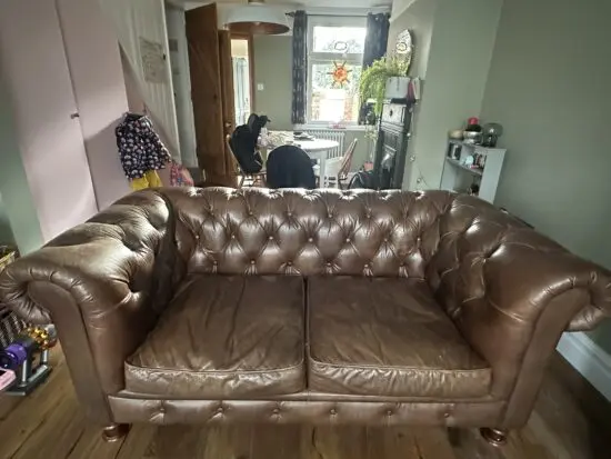 John Lewis leather chesterfield 2 seater sofa