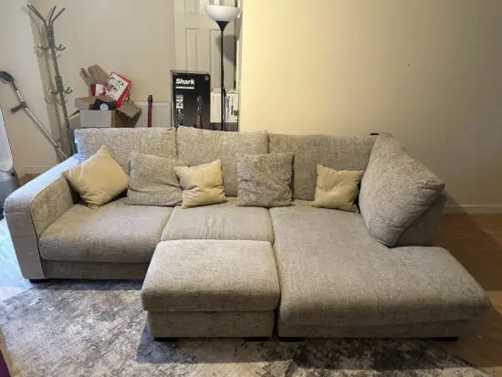 Dunelm Beige Carson Deep Sit Chunky Chenille Corner Sofa