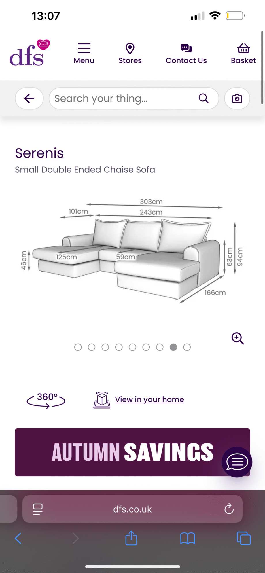 New Serenis DFS double ended chassis sofa
