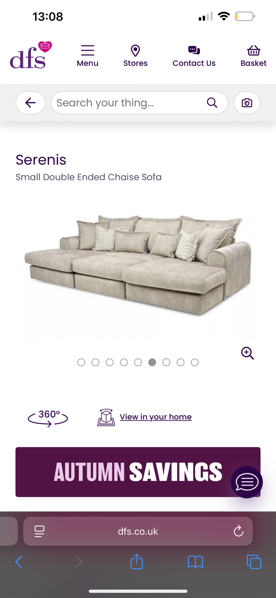 New Serenis DFS double ended chassis sofa