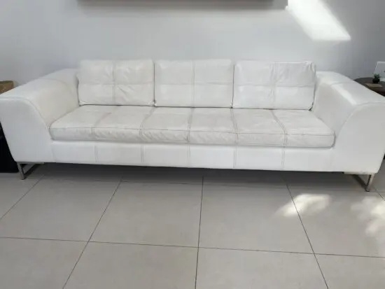 Dwell white leather (real) 3 seater sofa