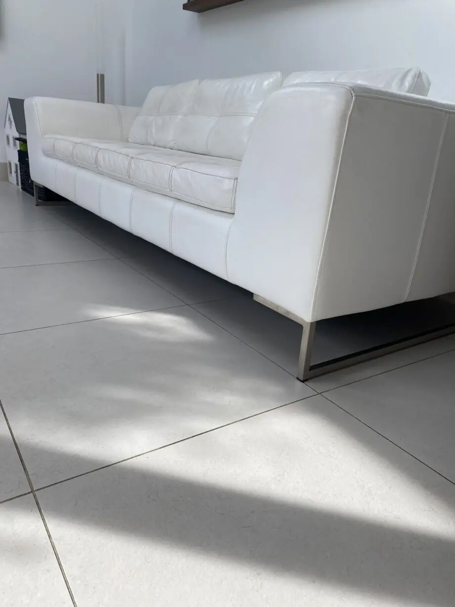 Dwell white leather (real) 3 seater sofa