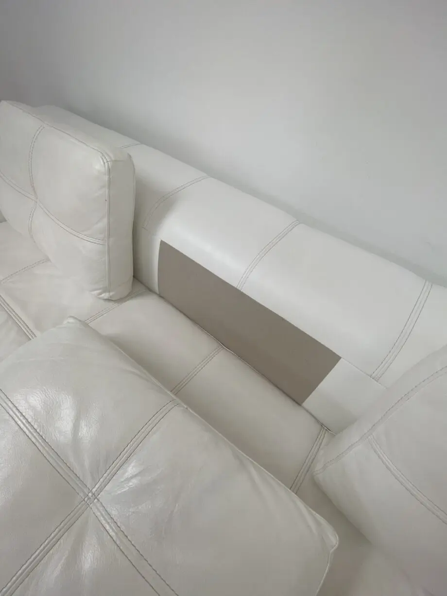 Dwell white leather (real) 3 seater sofa