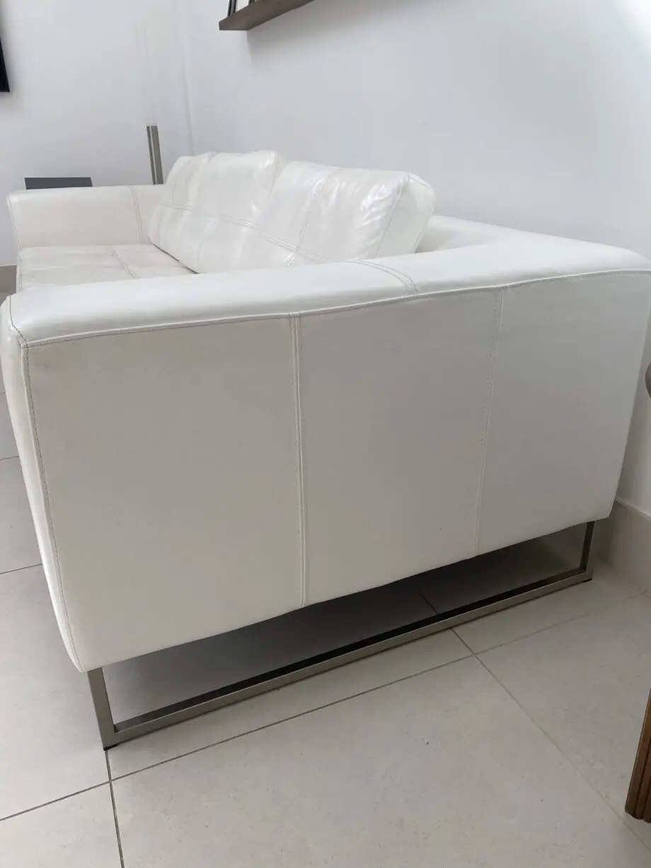 Dwell white leather (real) 3 seater sofa