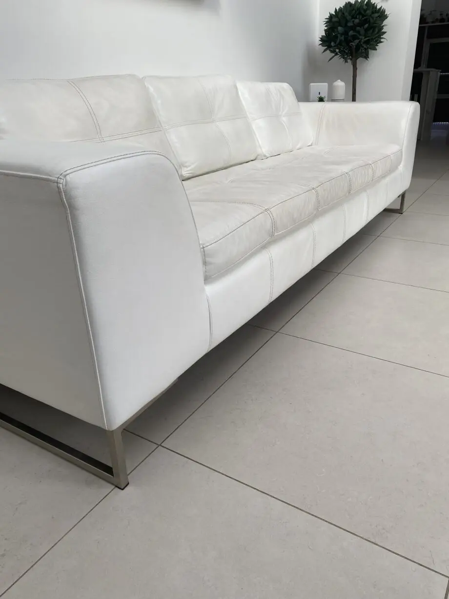 Dwell white leather (real) 3 seater sofa