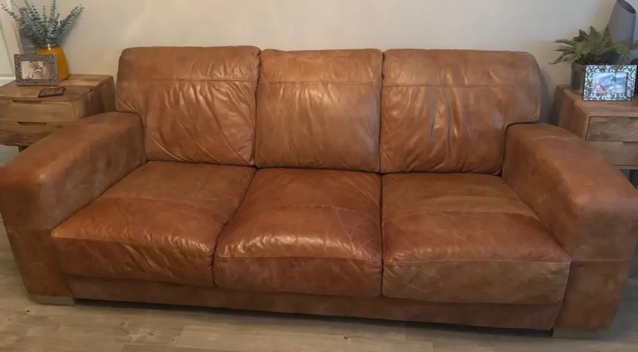 DFS Caeser tan leather sofa set