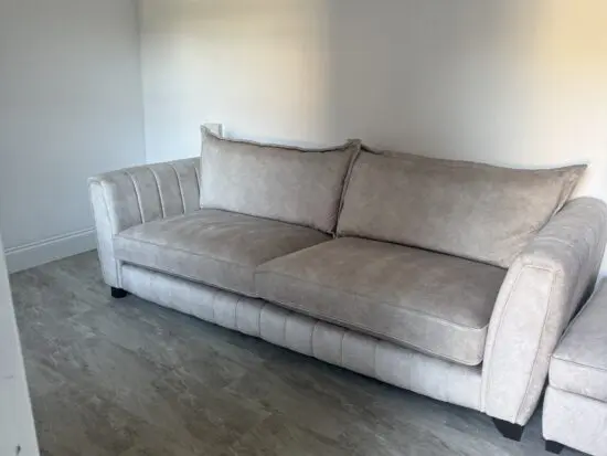 Oatmeal 4 seater dfs devine couch and storage footstool