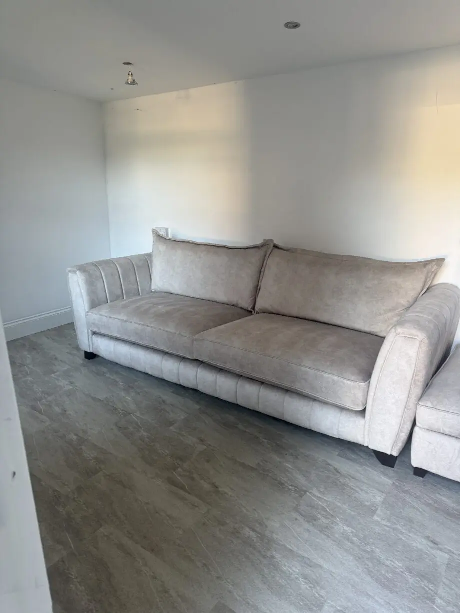 Oatmeal 4 seater dfs devine couch and storage footstool