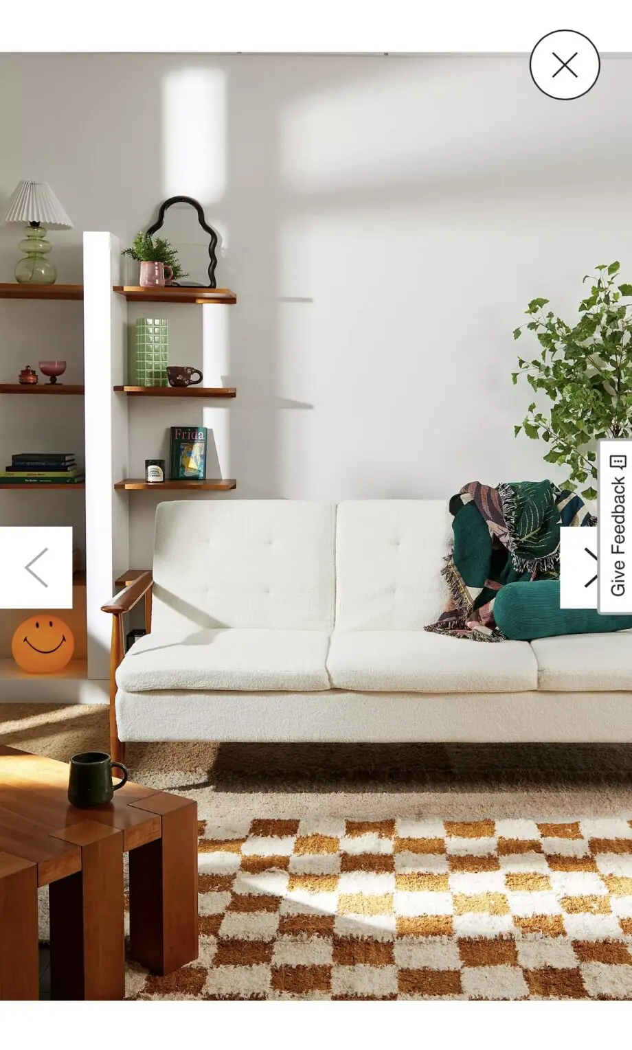 Urban Outfitters White Boucle 3 seater sofa bed