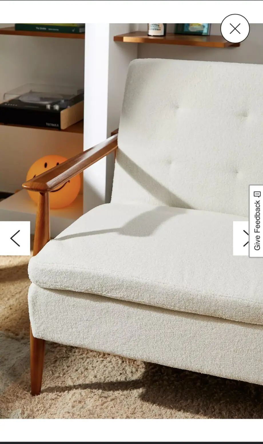 Urban Outfitters White Boucle 3 seater sofa bed