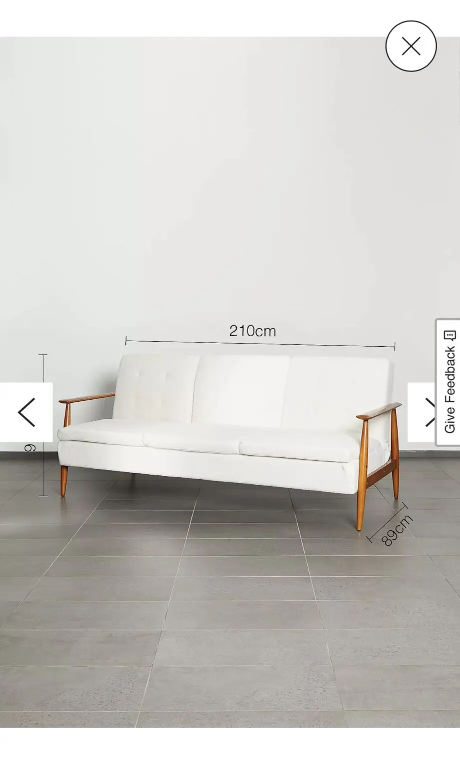 Urban Outfitters White Boucle 3 seater sofa bed