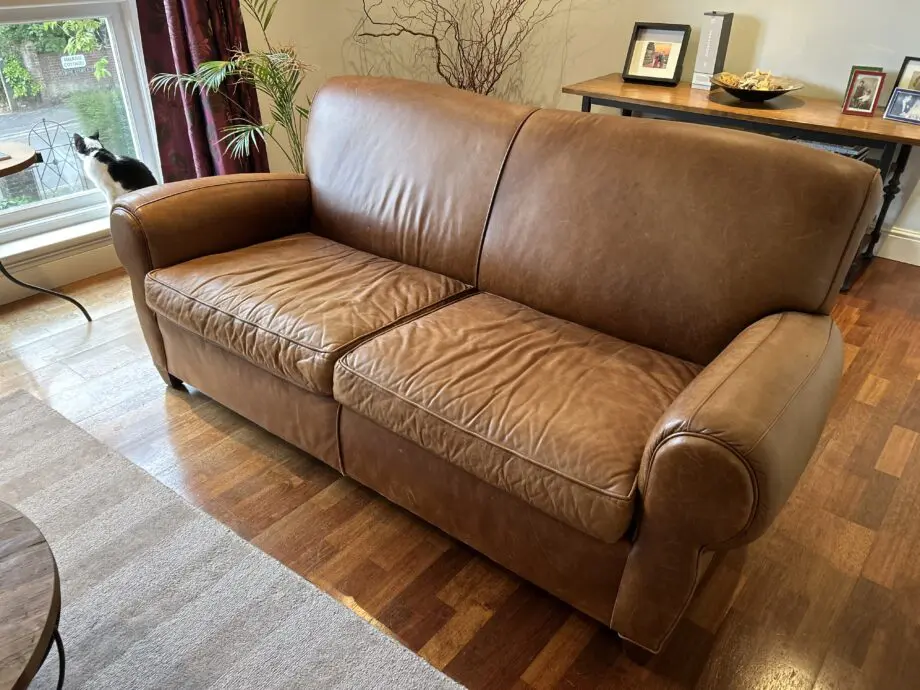 Pottery Barn Vintage Style Leather Sofa