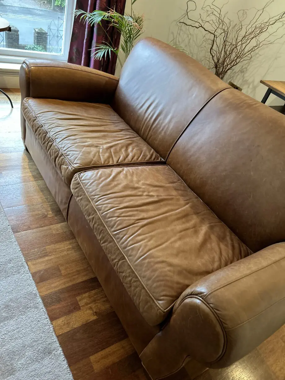 Pottery Barn Vintage Style Leather Sofa