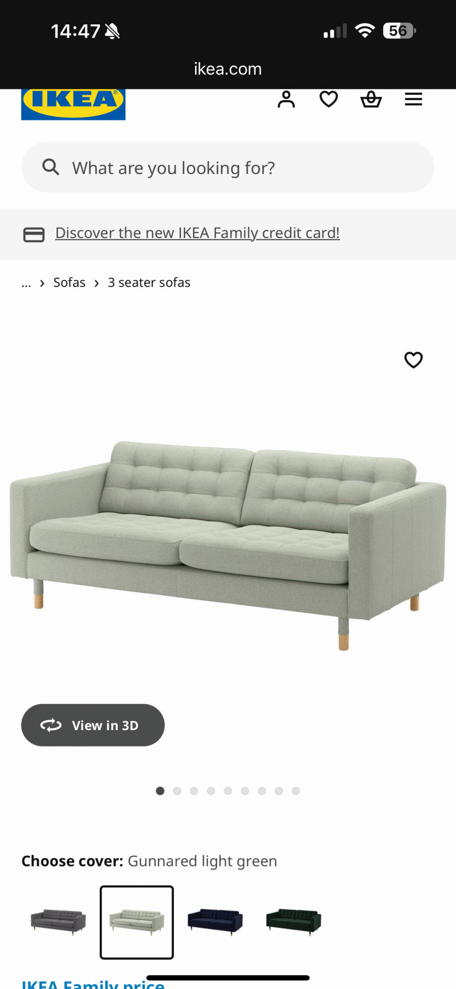 Ikea gunnared light green sofa bed