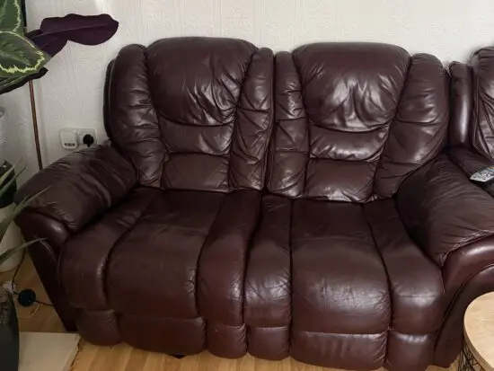 Burgundy three-piece leather set