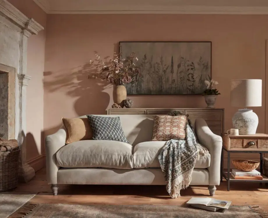 COX & COX assan pink velvet sofa