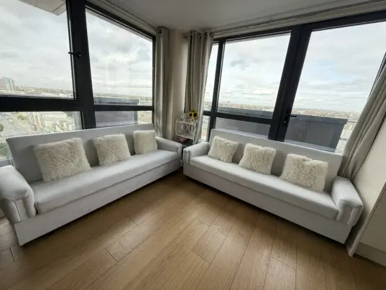 White 3 seater Sofas (With Sofa Bed system)