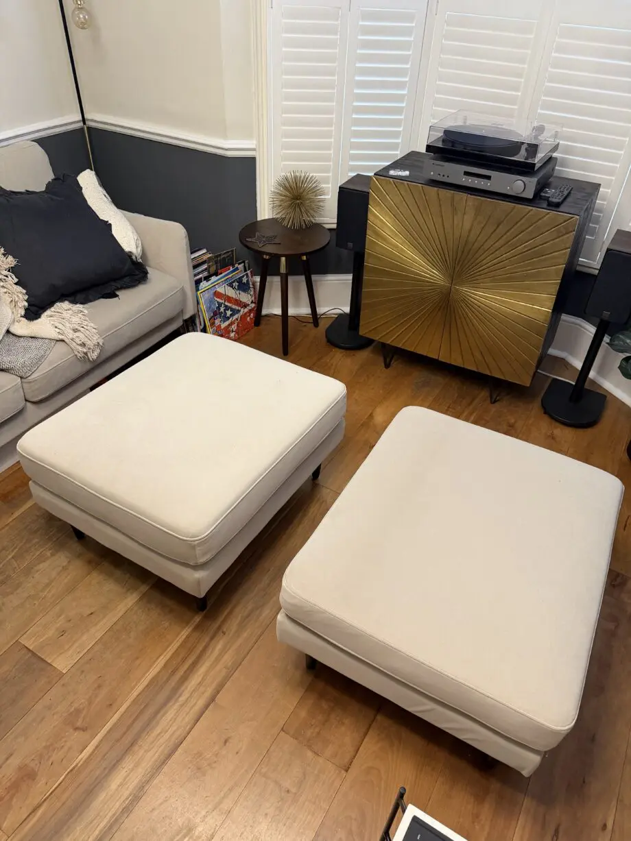 Snug Rebel sofa, sofa bed and two footstools in excellent condition