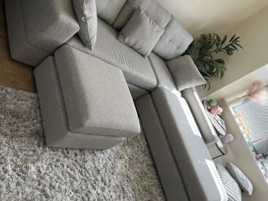 DFS Spinn Right hand facing 3 piece swivel sofa bed chaise