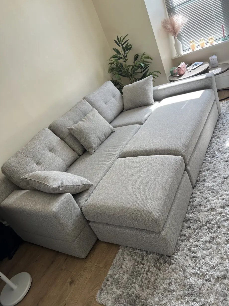 DFS Spinn Right hand facing 3 piece swivel sofa bed chaise