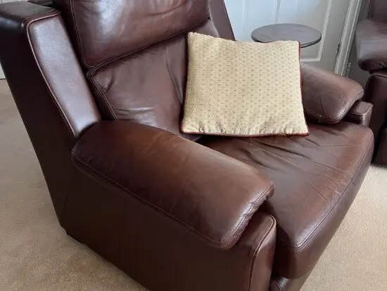 John Lewis leather armchair, cognac brown