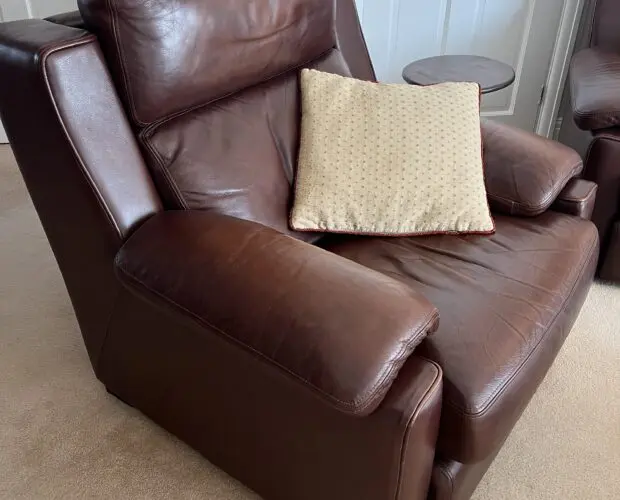 John Lewis leather armchair, cognac brown