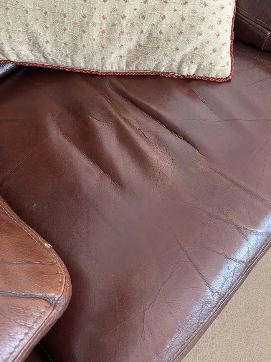 John Lewis leather armchair, cognac brown