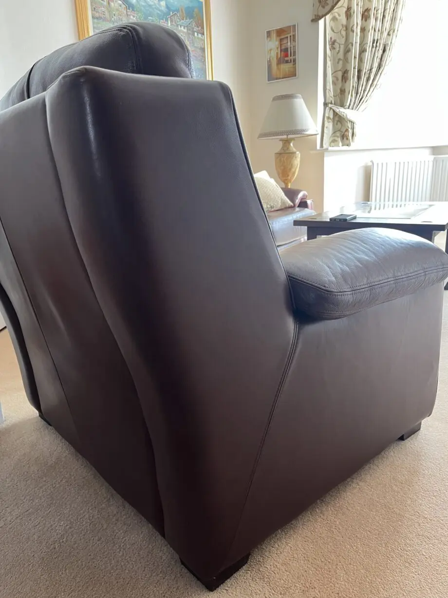 John Lewis leather armchair, cognac brown