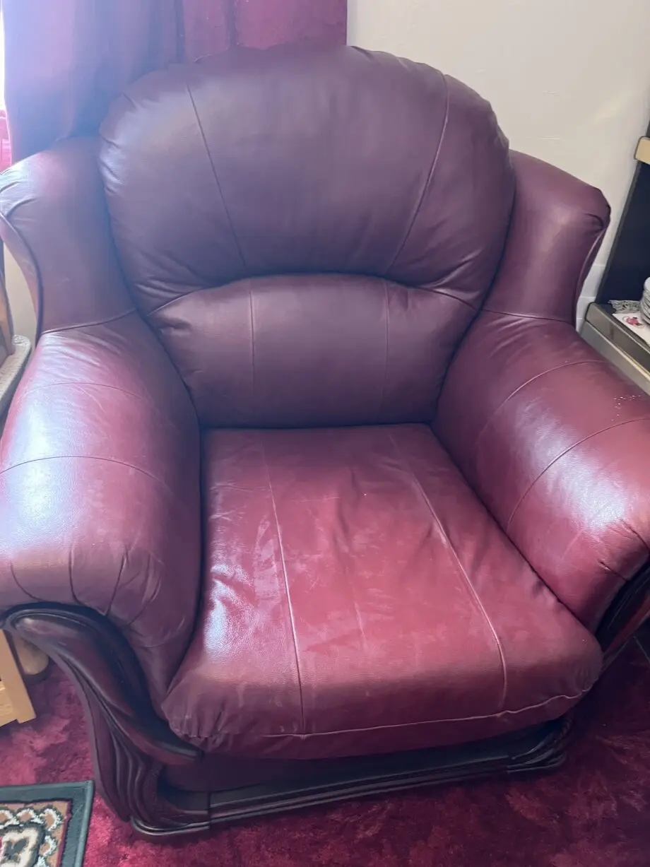 Leather 5 Seater Burgundy Sofa Set