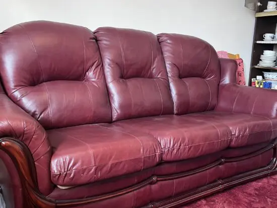 Leather 5 Seater Burgundy Sofa Set
