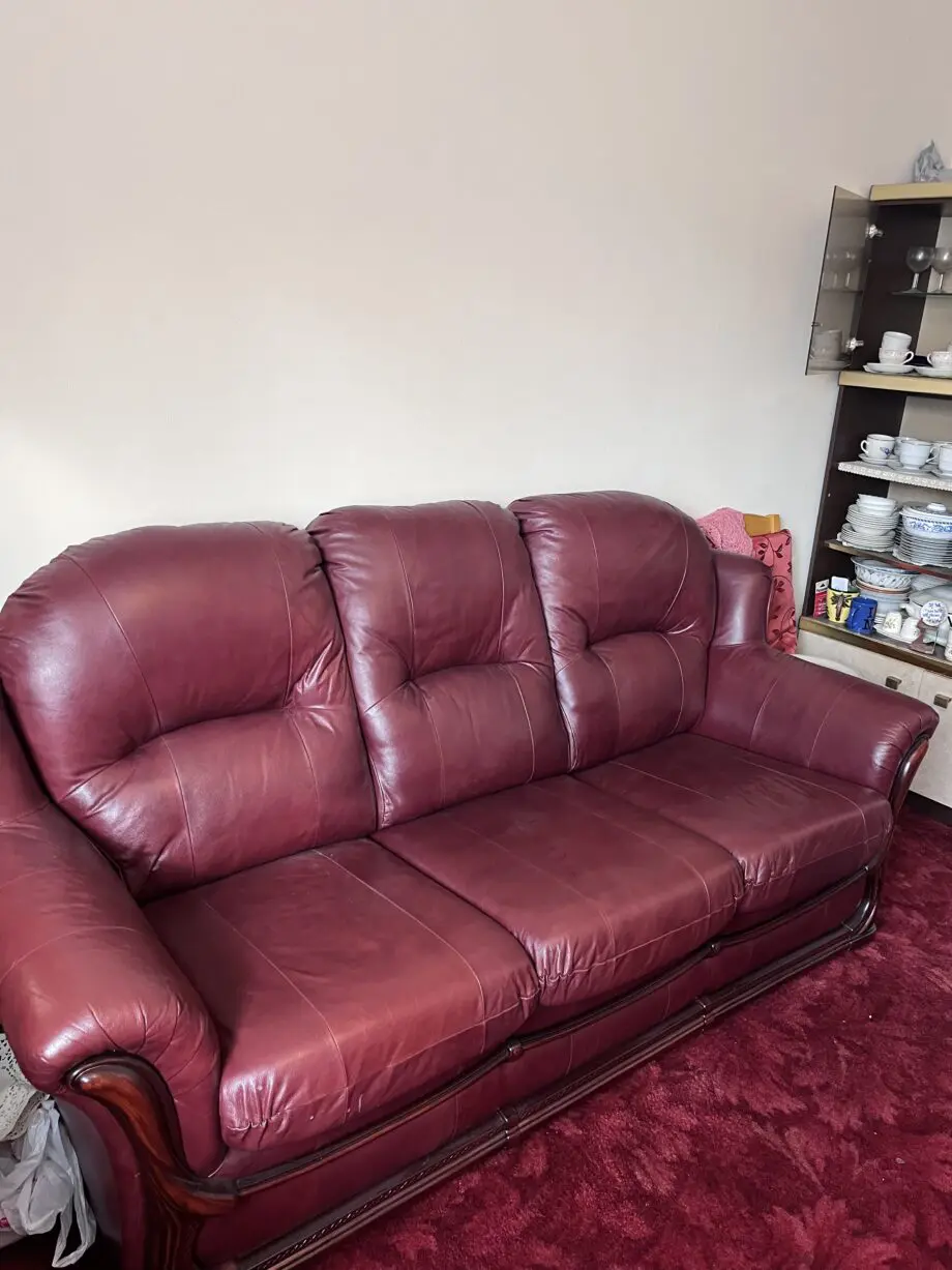 Leather 5 Seater Burgundy Sofa Set