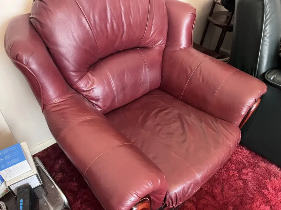 Leather 5 Seater Burgundy Sofa Set