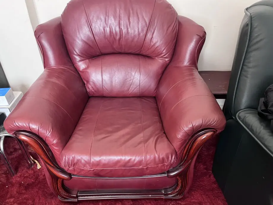 Leather 5 Seater Burgundy Sofa Set