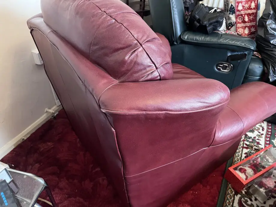 Leather 5 Seater Burgundy Sofa Set