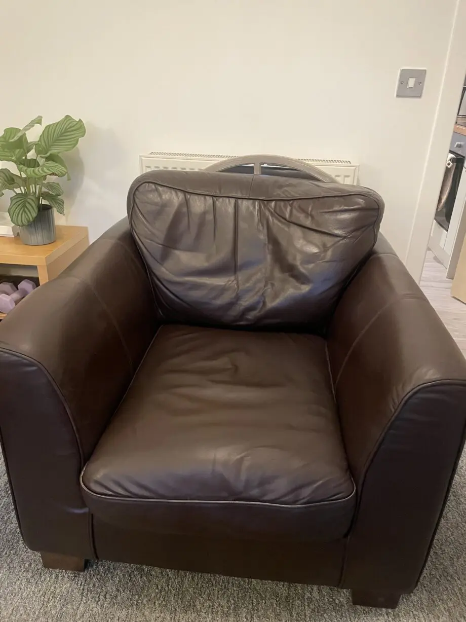 Italian Brown Leather Armchair