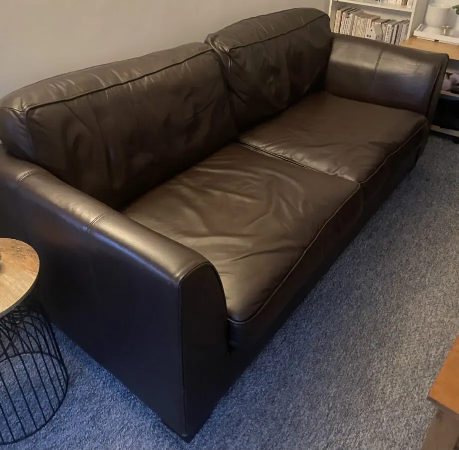 Italian leather brown sofa set