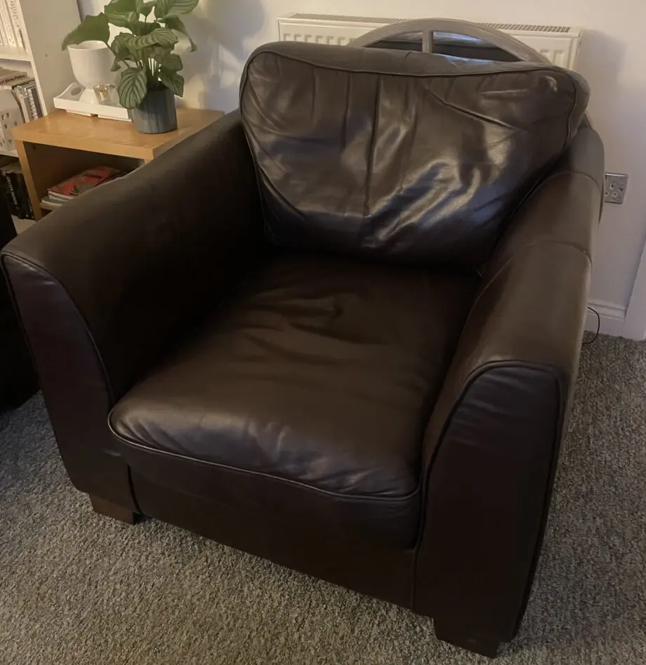Italian Brown Leather Armchair