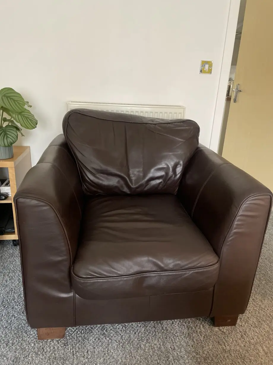 Italian Brown Leather Armchair