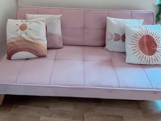 Pink velvet sofa bed Homescapes