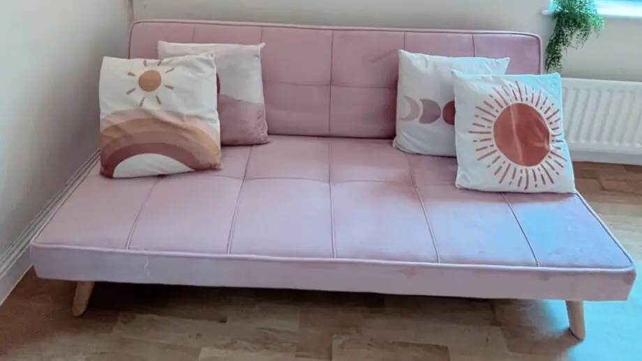 Pink velvet sofa bed Homescapes