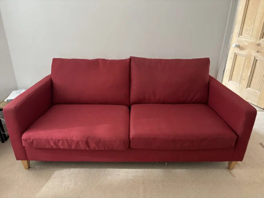 John Lewis Plain Red 2 seater sofa
