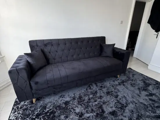 Modern Black Velvet Sofa Bed