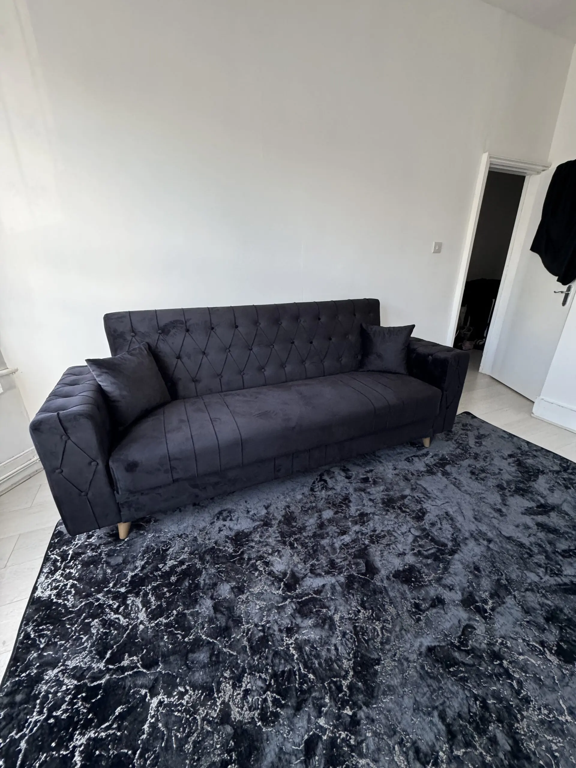 Modern Black Velvet Sofa Bed