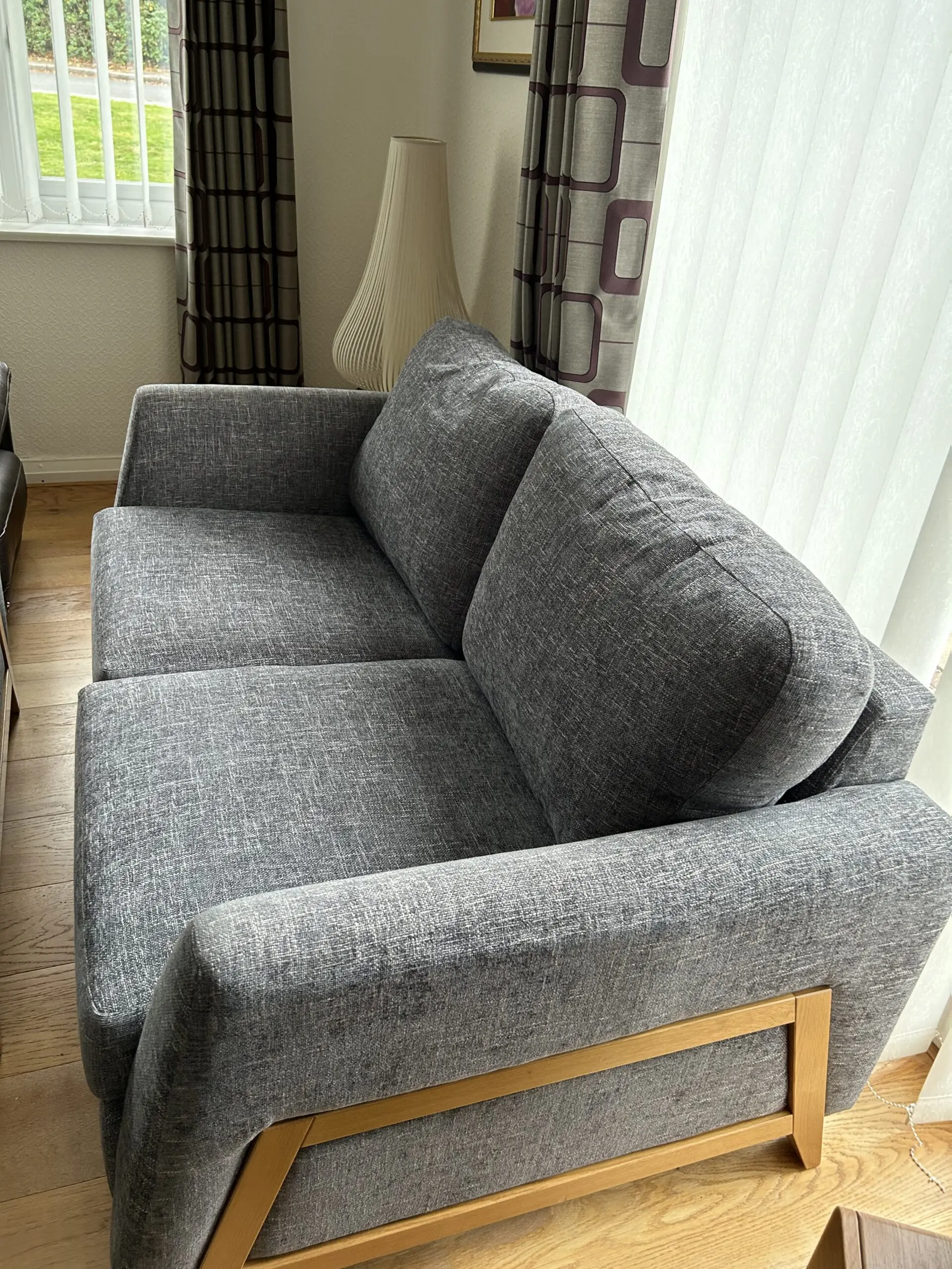 2 seater and 3 seater Grey Material Settee