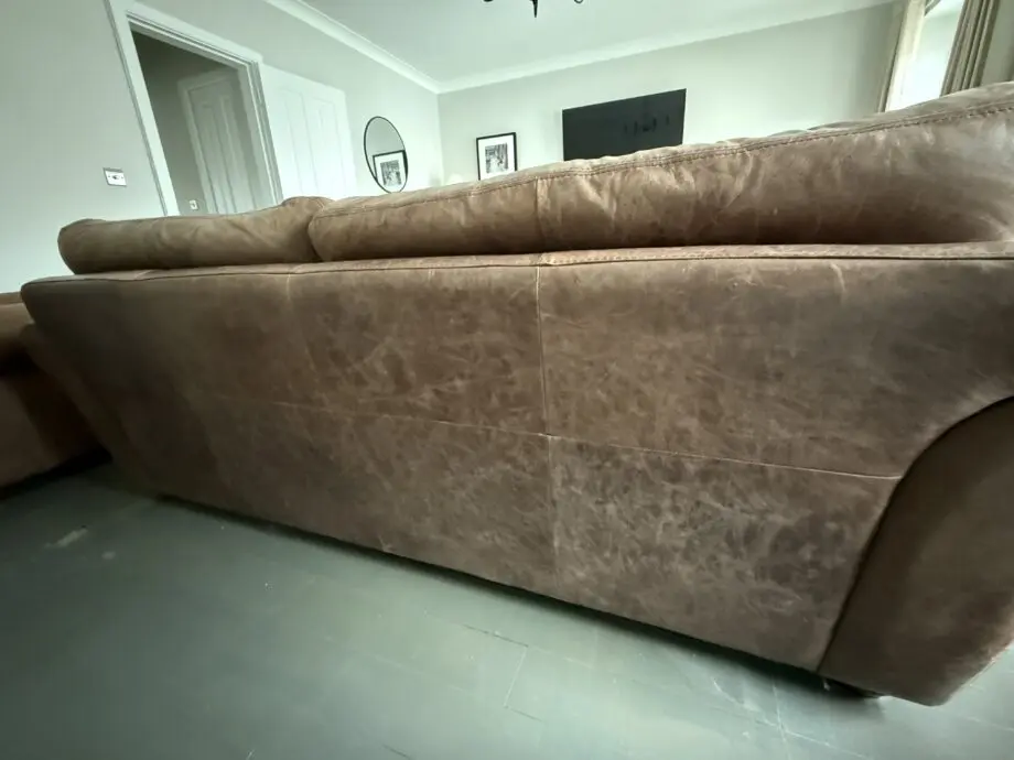 John Lewis Distressed Brown Leather Sofa Suite – Excellent Condition