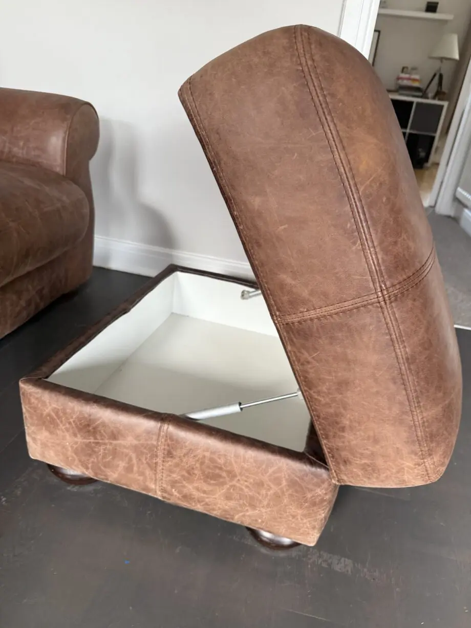 John Lewis Distressed Brown Leather Sofa Suite – Excellent Condition