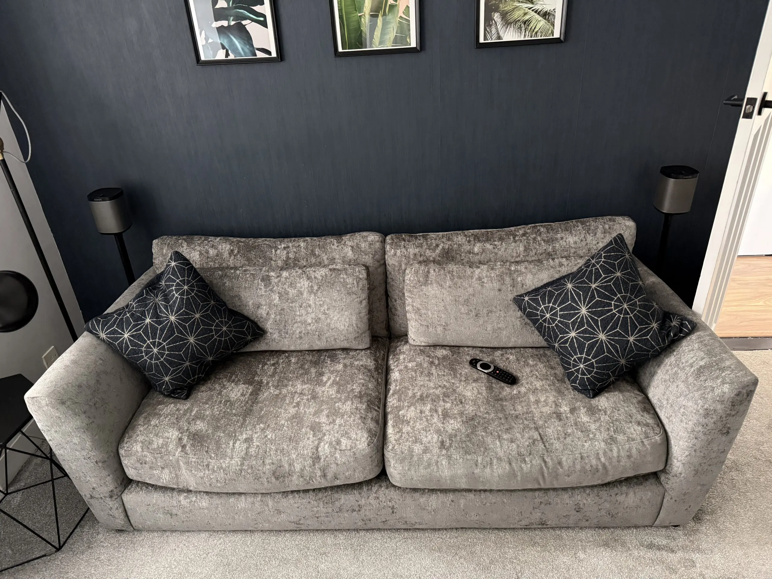 Dunelm Esther, Grey Chenille, 3 seater sofa & cuddler