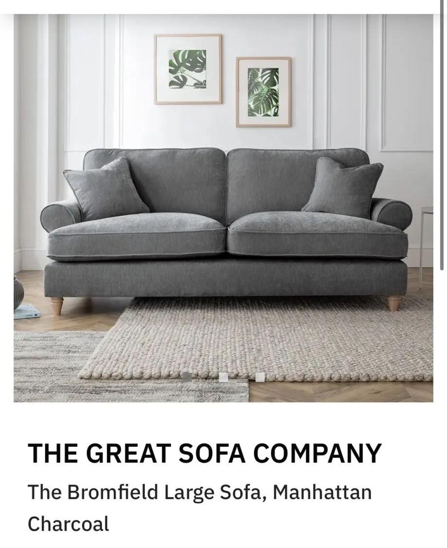 The Great Sofa Company – Bromfield Large 3-Seater Sofa (Manhattan Charcoal)