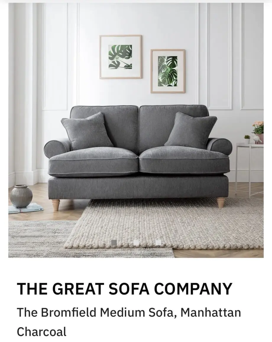 The Great Sofa Company – Bromfield Large 3-Seater Sofa (Manhattan Charcoal)